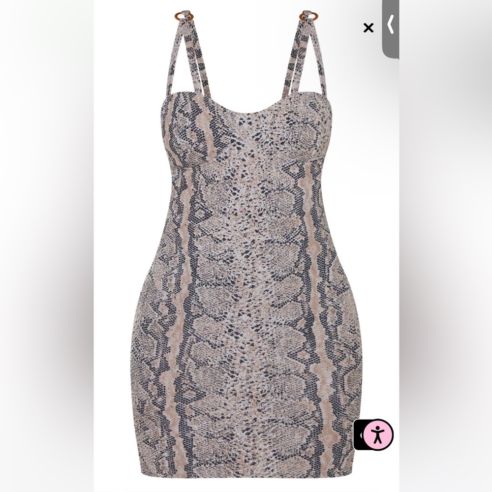 Grey Print Double Strap Ring Detail Bodycon Dress - Pretty Little Thing